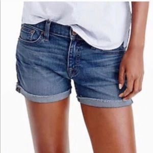 J CREW Med Blue Wash Denim Fringe Cuff SHORTS 12